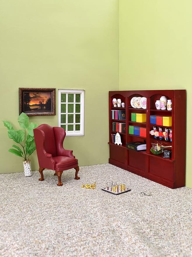 iLAND Miniature Dollhouse Accessories for Dollhouse Furniture, Mini Porcelain Vases and Decorative Plates w/a Desk Clock (Elegant Rose 11pcs)