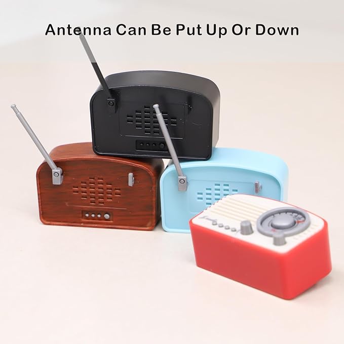 Dollhouse Miniature Radio Model, Mini Living Room Radio, Room Box Supply Radio with Antenna That can be Raised, for Dollhouse Miniature Accessories, Room Desktop, Diorama Decoration (Brown)