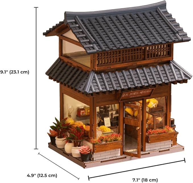 Anavrin Book Nook Ikseon-Dong Hanok Bakery Miniature House 3D Booknook for Adults, Teens and Book Lovers, Library Decor, Creative Gift for Family, Friends, and Elderly