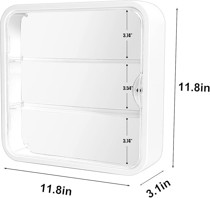 Display Case for Figures, 3 Tiers Clear Wall-Mounted Doll Storage Box, Acrylic Dustproof Action Figure Display Case with Magnetic Door Fit for Collectibles Mini Toys Lego Pop Mart, White