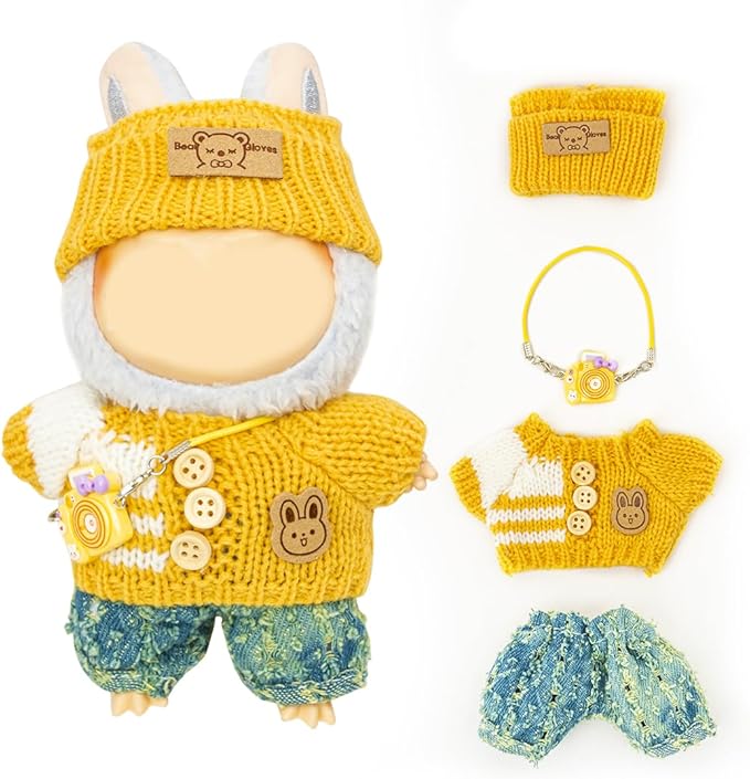Clothes for Lububu 17cm Dolls(NO Doll) for Lububu Doll Outfits with Accessories Suit for Lububu Cute Stylish Dress Up Set Yellow