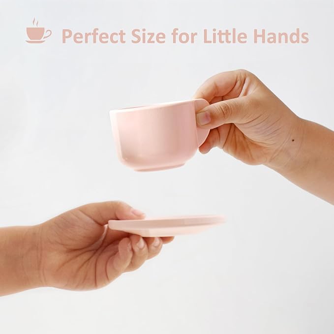 PairPear Tea Party Set Dessert Stand Playset -Wooden Toys Pretend Play Food Kitchen Accessories for Toddler Tea Set Birthday Gift
