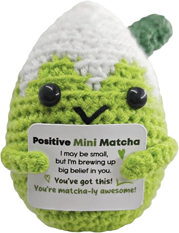 Fouliki Handmade Cute Matcha Valentine's Day Present for Her or Him,Best Friend,Colleague,Birthday Holiday Cheerful Matcha Lover Gifts,Macha Keychain Crochet