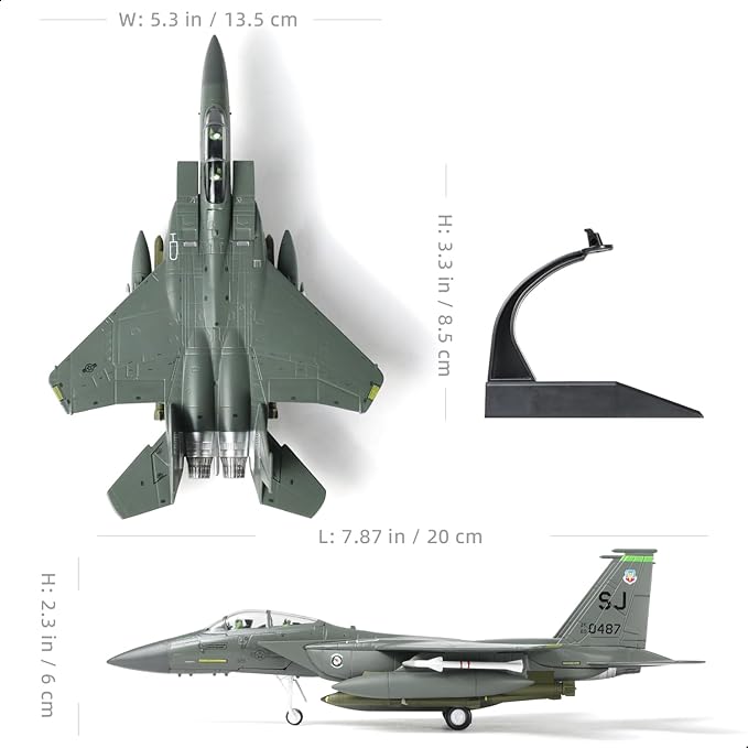 Classic American F-15E Strike Eagle Fighter 89-0487 Pre-Build Model Kits 1:100 Aircraft Alloy Diecast Airplane Military Display Model Aircraft for Collection or Gift