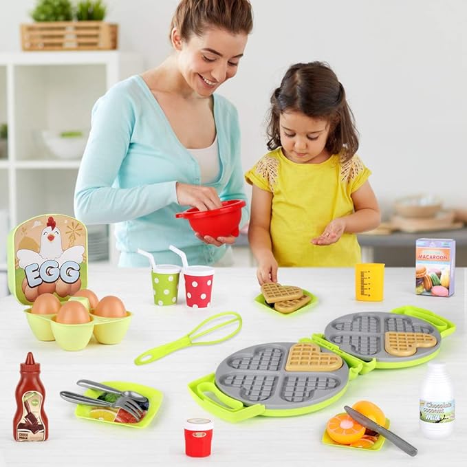 LiDi RC 27 Pack Waffle Play Food Toys for Toddlers ,Kitchen Sets for Kids,New Sprouts Waffle Time Variety Toys Gift for Kid Children ,Early Educational Learning Game for Age 3 4 5 6 7 8 Boys Girls