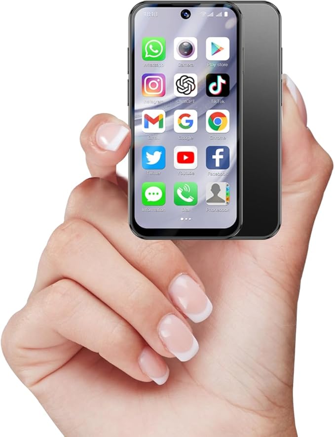 LMZYESHY 4G Unlocked Mini Smartphone, Suitable for Kids and Students, 3.88-Inch HD Touch Screen Mini Phone, 4GB+64GB Storage, Dual SIM Card & Facial Recognition, Lightweight Backup Phone(Black)