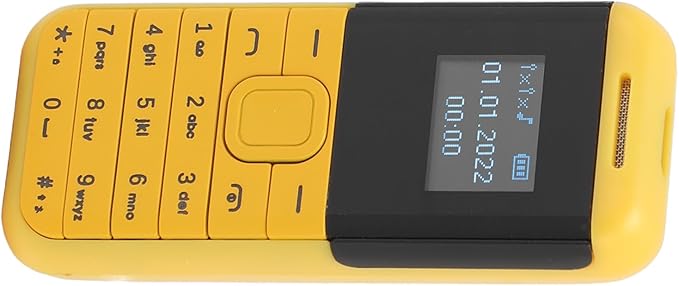 GOWENIC Small Mini Phone, 2G GSM Dual SIM Unlocked Smartphone, 0.66inch Screen 380mah Small Smartphone, Bluetooth Sound Player Basic Phone (Yellow)