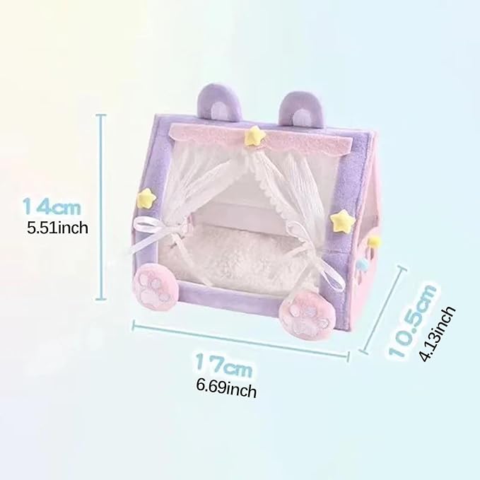 Mini Bed for 10cm Dolls and Stuffed Animals, Doll Tent Bed, Miniature Play Furniture Accessories for Dollhouse Bedroom Patio Garden, Decorative Toy for Toddler Girls Pretend Play, Style A