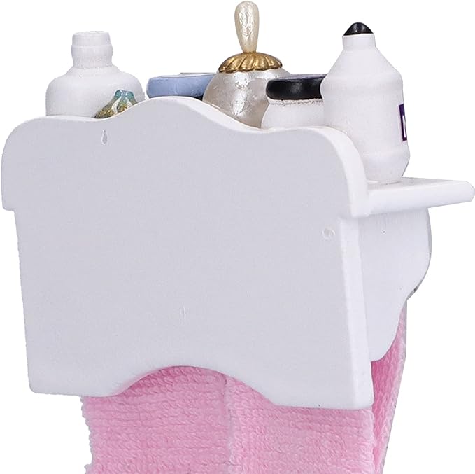 Dollhouse Wooden Towel Rack Bottles, 1:12 Simulation Miniature Furniture Model Toy for Dollhouse Bathroom Decoration Accessories