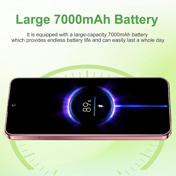 Huness I17PROMAX Smartphone Unlocked Cell Phone,6.99" HD Screen Unlocked Phone,16+512GB Android 15 Battery 7000mAh,Face ID/Dual SIM/5G/Fingerprint Button Unlock/Photos/GPS (Rose Gold, 16+512G)