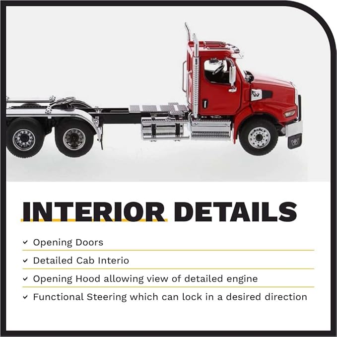 Diecast Masters Western Star 49X SB Tridem Tractor - Viper Red | Opening Hood, Doors with Cab Interior 1:50 Scale Model Semi Trucks 71085