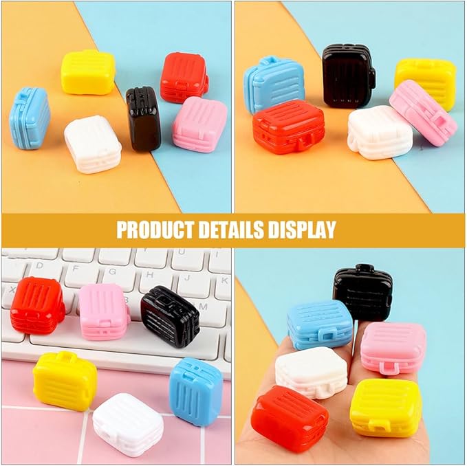6Pcs Mini Suitcase Party Favor Box Realistic Small Doll Luggage Dollhouse Decor Accessories for DIY Micro-Scene Layouts Chic Adornments Tiny House Display 1.08 * 0.94 * 0.59inch