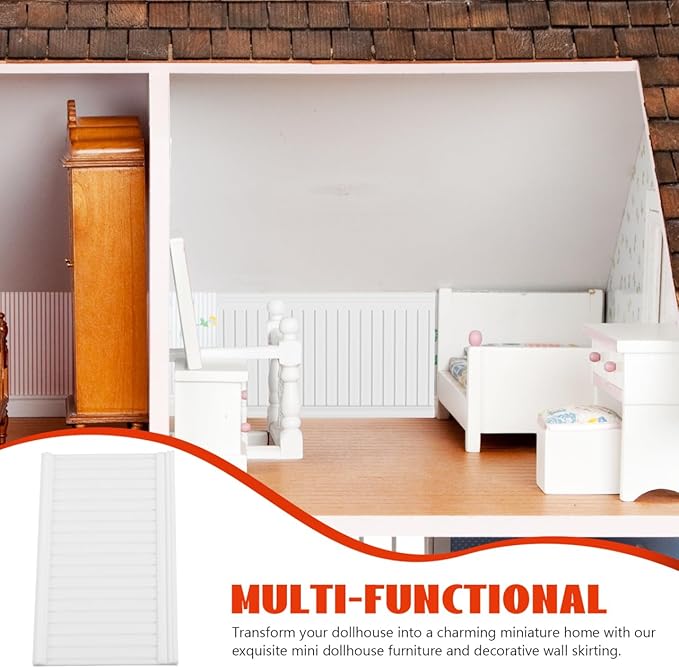 5pcs Miniature Dollhouse Wainscoting Wallpaper 1:12 Scale Peel & Stick Wall Panle- DIY Self Adhesive Dollhouse Trim and Molding for Doll House Furniture Accessories 3.74 X 2.16 X 0.59 Inch