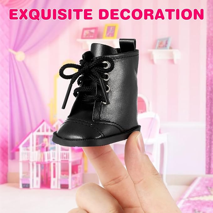 Vaguelly Doll Boots High Top Boots Dolls Shoes Doll Snow Miniature Clothing Accessory Mini Shoes Model 18-inch Black
