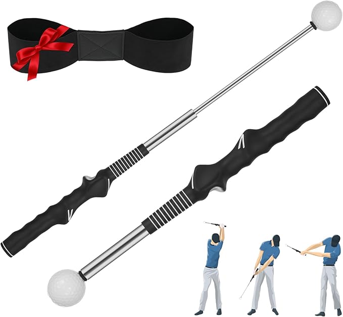 FODESAN Retractable Golf Swing Trainer – Enjoy Swinging Anytime, Anywhere,Training Aid for Grip Correction, Click Feedback & Arm Connection, for Right & Left-Handed Golfers, Indoor & Outdoor Practice