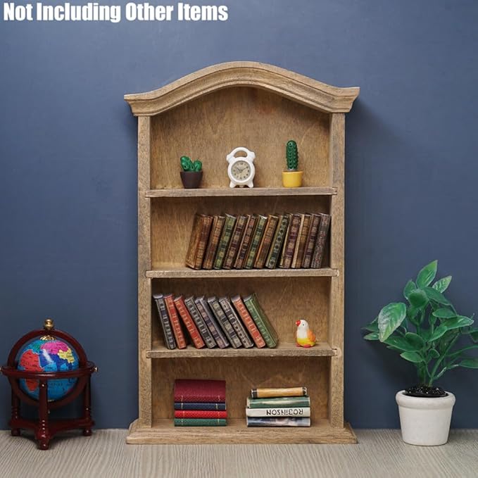 Odoria 1/12 Miniature Shelf Mini Bookshelf Bookcase Miniatures Dollhouse Furniture Accessories Doll House Accessory, Retro