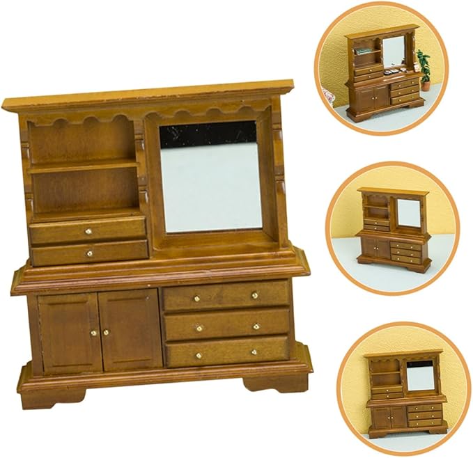 Uonlytech Lovely Miniature Dollhouse Dresser Decorative Furniture for DIY Mini House Landscaping Scene Bright Color Adorable Scale Accessory for Creative Home Decor