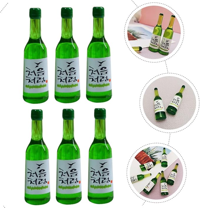 FELTECHELECTR 12pcs Miniature Korean Style Rice Wine Bottles Mini Wine Bottle Models for Dollhouse Decorations DIY Accessories for Miniature Scale Collectors