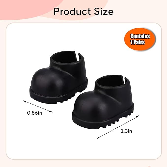 sunla Doll Shoes for 17cm Doll, Cute Mini Shoes Accessories for 17cm Dolls Sitting Standing Series, Silicone Doll Rain Shoes Boots(1 Pair Black)