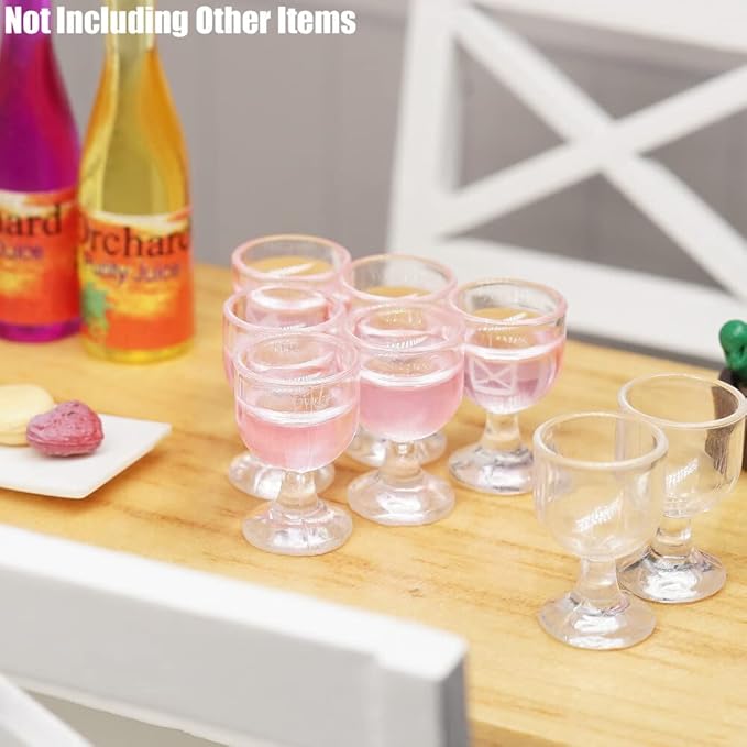 Odoria 1/12 Miniature Wine Glasses 12Pcs Dollhouse Decoration Accessories, Rose Wine