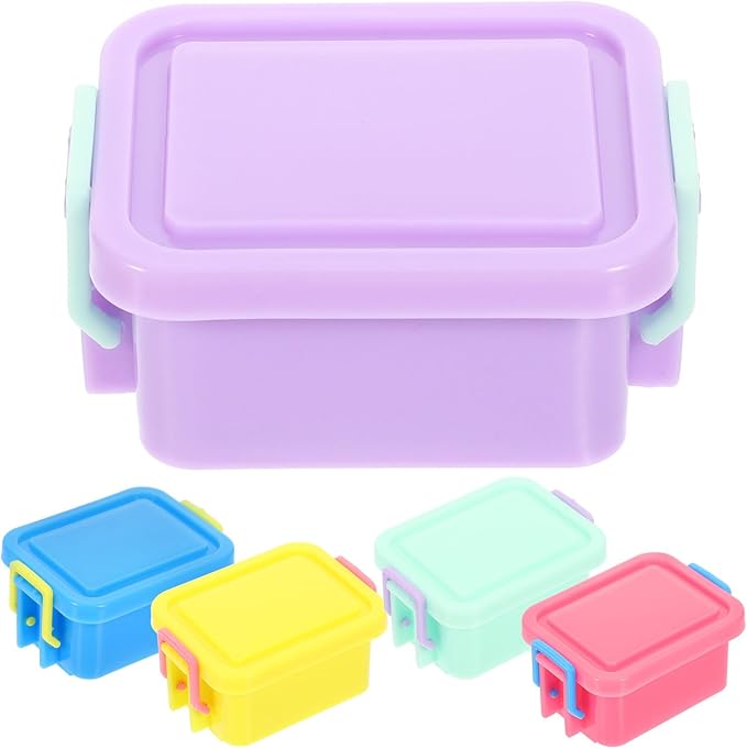 5pcs Mini Doll House Storage Boxes Lids Small Plastic Containers for Boys and Girls DIY Play for Doll House Miniatures and Accessories