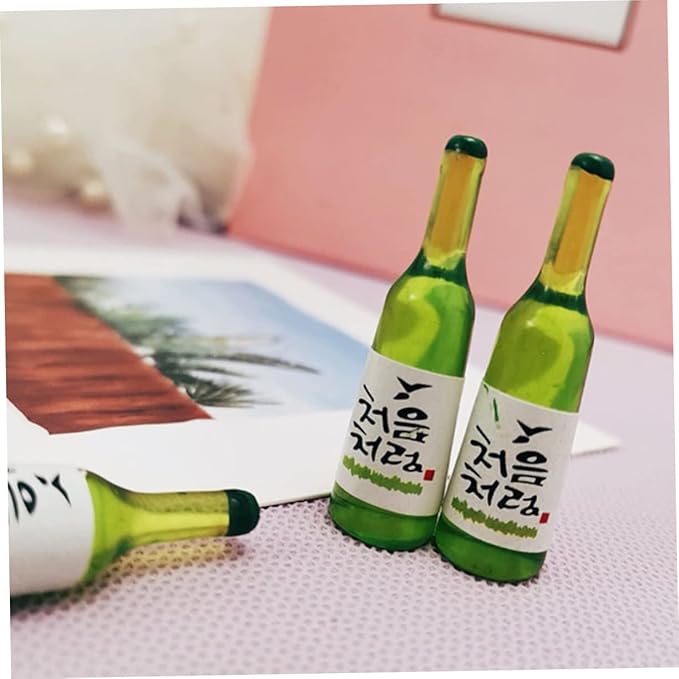 Sosoport 12pcs Miniature Wine Bottles Scale Korean Rice Wine Bottles for Dollhouse Decor