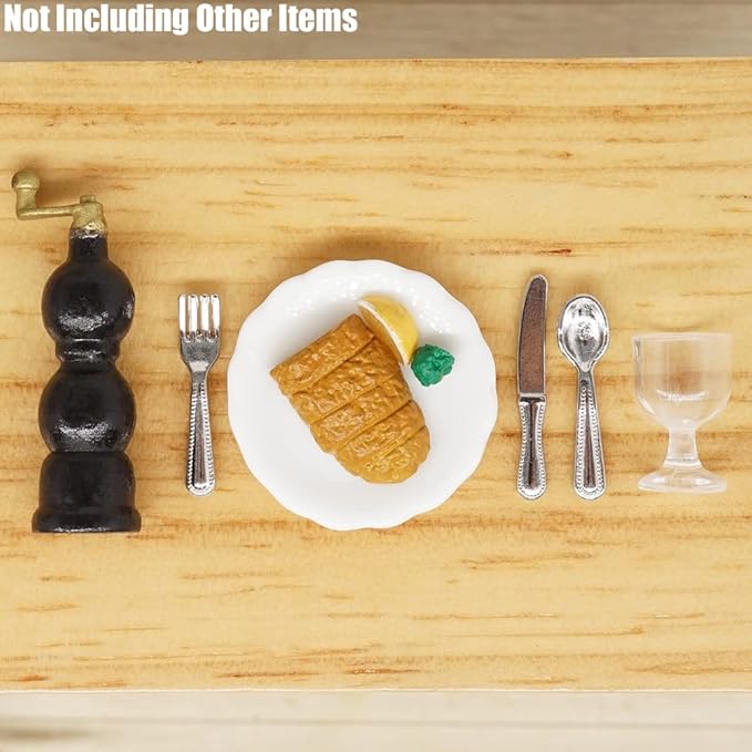 Odoria 1/12 Miniature Wine Glasses Plates and Silverware Pepper Grinder Dollhouse Decoration Accessories