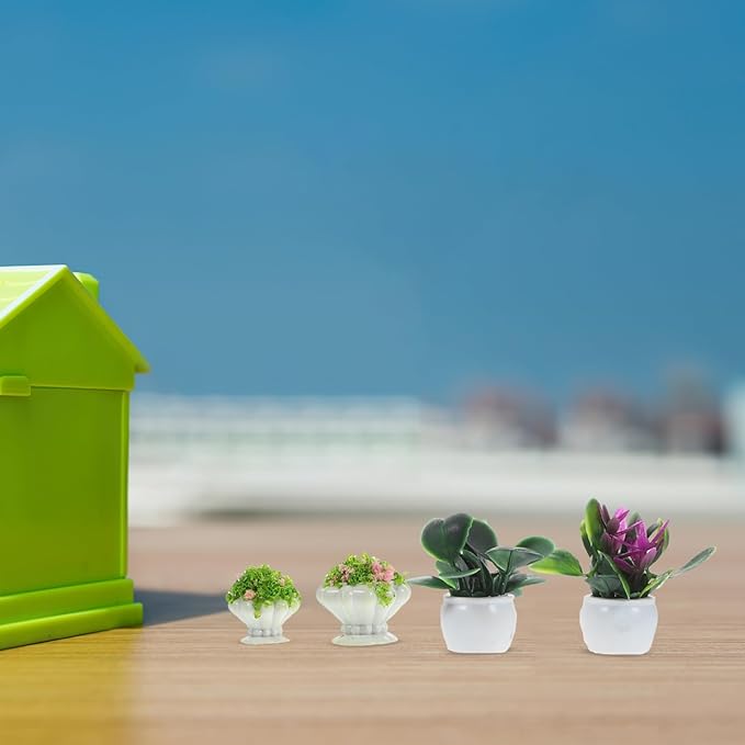 SEWACC 13pcs Miniature Potted Plants, Dollhouse Bonsai Plant Models, Tiny Fake Greenery Ornaments for Dollhouse Decor