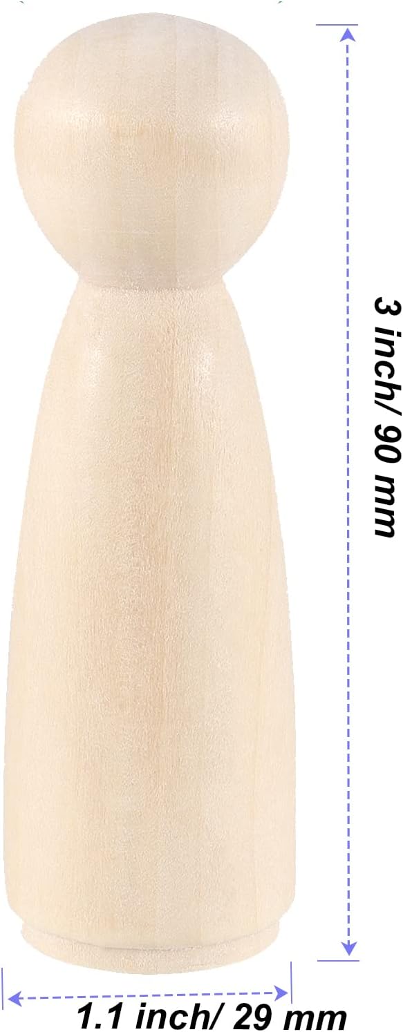 30 PCS 3.5 Inch Wooden Peg Dolls, Unfinished Wood Angel Girl Shape Peg People Bodies Figures for DIY Craft, Wedding, Cake Toppers, Painting