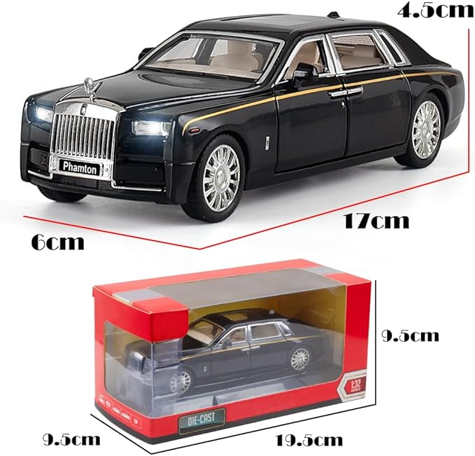 Toy Cars Phantom Model Black Alloy Collectibles Diecast Vehicles with Sound and Light