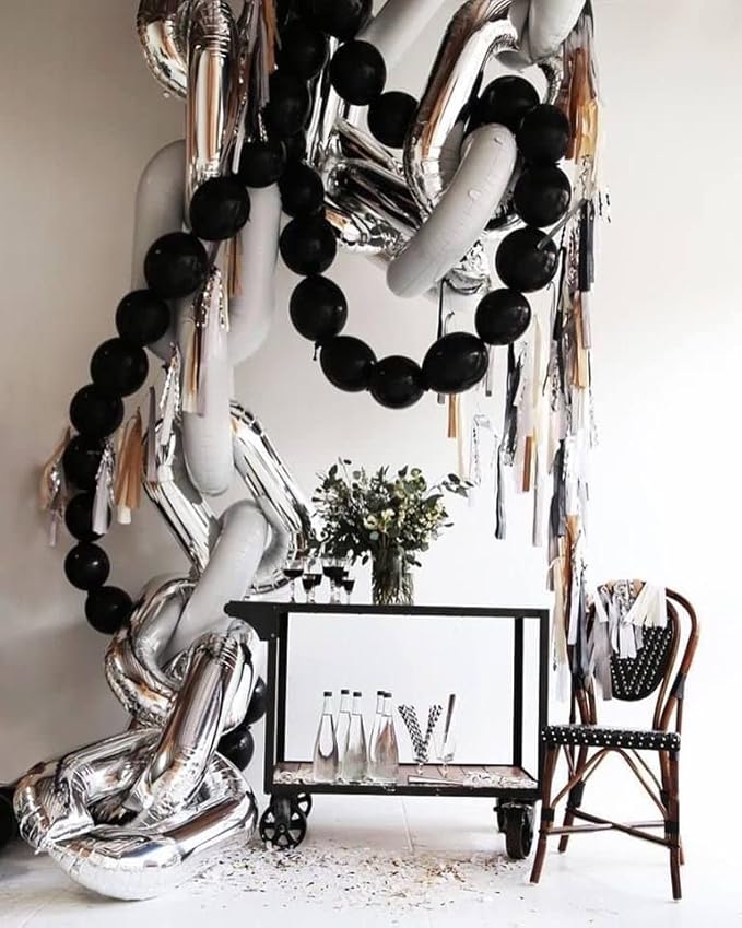 ADIDO EVA Link Balloons Black 12 Inch Quick Latex Link Balloon 80 Pcs for Birthday, Halloween, Christmas, Party Festival Decorations