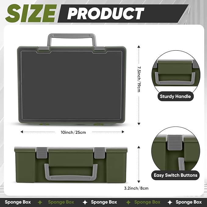 Miniature Storage Carrying Figure Case - 32 Slot Figurine Minature Carrying Case with 2 Foam Layer for Miniatures Compatible with 40k, DND & More (green1)
