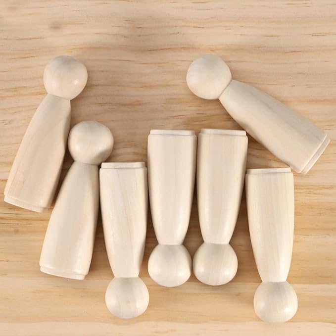 30 PCS 3.5 Inch Wooden Peg Dolls, Unfinished Wood Angel Girl Shape Peg People Bodies Figures for DIY Craft, Wedding, Cake Toppers, Painting