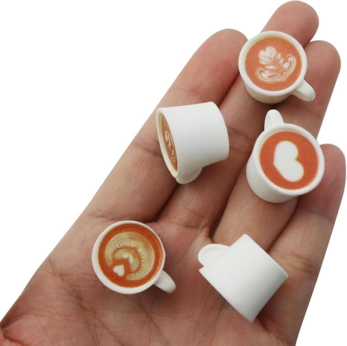XGNG 30PCS Resin Coffee Latte Art Cup Miniature Dollhouse Accessories Lovely Tableware Desktop Decorations Accessories Crafts Fake Drink Food