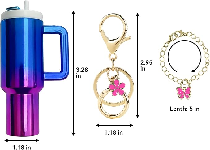 ERTUNA Mini Tumbler Keychain Accessories for Stanley Cup, 2 Way Cute Charms Chapstick Lip Balm Holder for Women Purse Handbag