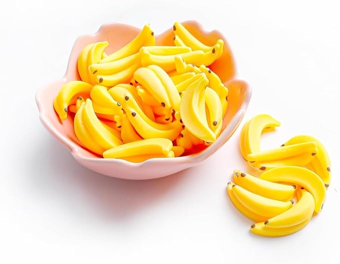 35 Pcs Miniature Bananas 1/12 Scale Banana Models Miniature Fruit Fake Mini Fruits for Mini House Kitchen Fairy Garden Decor,Décor Dollhouse Accessories, Yellow Mini Fruit for Dollhouse Kitchen Decor