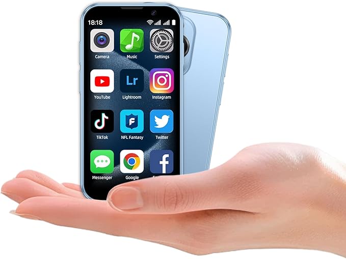 QHO Mini phone Unlocked Mini Smartphone for kids World's Smallest Cell Phone 3.0" HD Touch Screen Quad Core Dual Sim Card Face ID Android Compact Small Mobile Phones for Student Pocket 2GB+16GB (Blue)