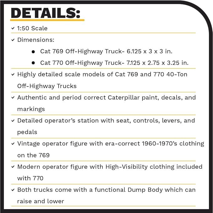 Diecast Masters 1:50 Scale Caterpillar 769 & 770 Off-Highway Truck | Evolution Series Cat Truck Model 85562