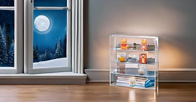 Acrylic Display Case Clear Showcase Cabinet with Door Wall Mounted Collection Shelf Dustproof Box Organizer for Mini Toys , Collections, Stone, Amiibo.Suit for Figures Within 3 inch Height