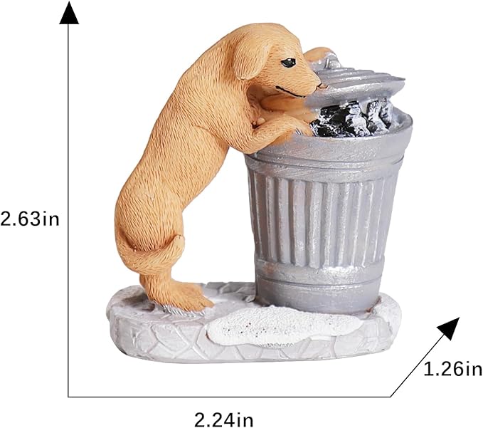 Christmas Village Accessories Ornaments Resin Christmas Village Sets Decoration for Xmas Festival Holiday (Dog Trash Can)