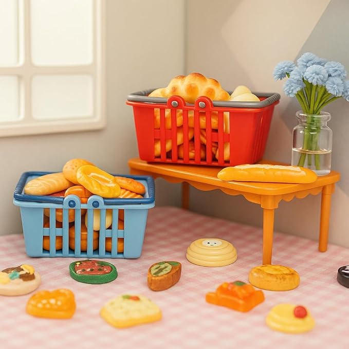 100 Pcs Miniature Food Set & Drink Bottles Realistic Resin Dollhouse Accessories 1:12 Scale Mini Food Kit for Kids Play, Collectors, Miniature Scene Kitchen Game Party Cake Bread Dessert