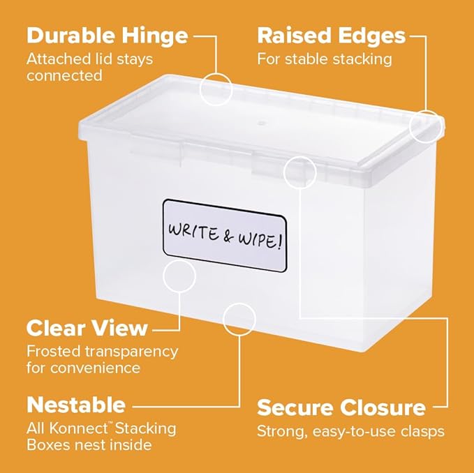 Bostitch Konnect Nest Clear Boxes, Stacking, Index, 3 Pack