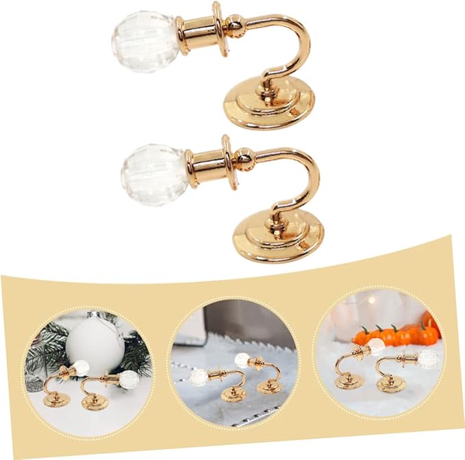 minkissy 12 Scale Dollhouse Decoration, Gold Color Mini Bedside Light for Dollhouse Accessories and Miniature Scene Lighting
