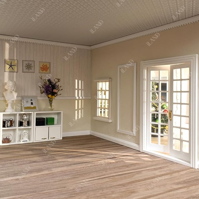 iland Dollhouse Decor, Dollhouse Wallpaper on 1/12 1/6 Scale, Thickened Wall Covering with Texture of Diatom Effect (Cream Yellow Diatommud Texture)