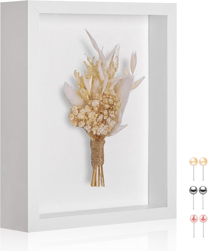 8x10 Shadow Box Picture Frame Display Case with Soft Linen Back and Thickened Panel,White Deep Shadow Memory Box Frame 8x10 for Flower Baby Pet Wedding Photo Craft Memorial Gift