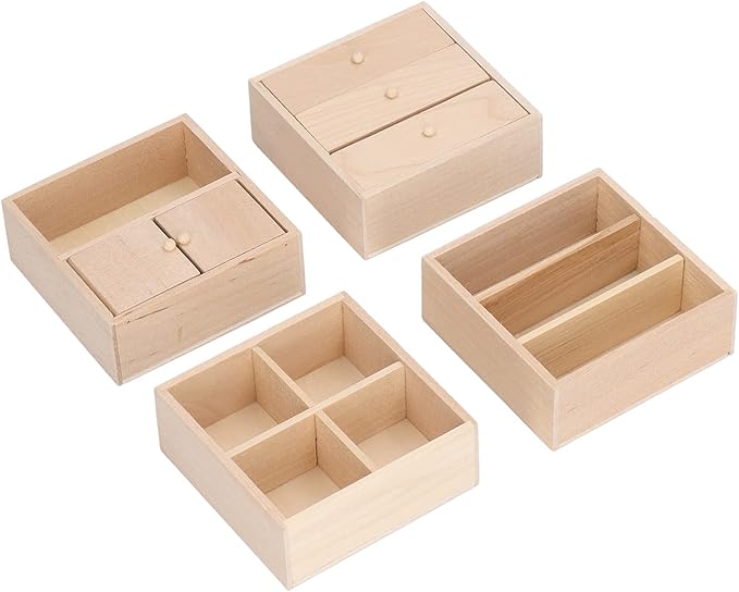 4 Pcs 1/12 Doll House Cabinet Set Simple Design Practical Lifelike Miniature Wooden Dollhouse Furniture Cabinet