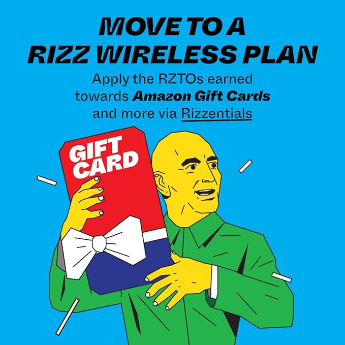 Rizz Wireless RZTO Max $25 30-Day Unlimited Mobile Data Plan | Unlimited Data Talk & Text | Get up to $50 Discounts on Hotels Every Month