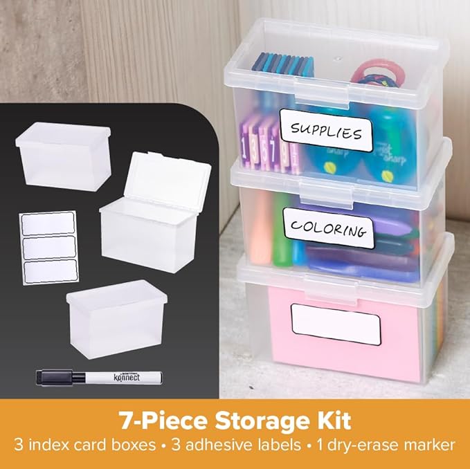 Bostitch Konnect Nest Clear Boxes, Stacking, Index, 3 Pack