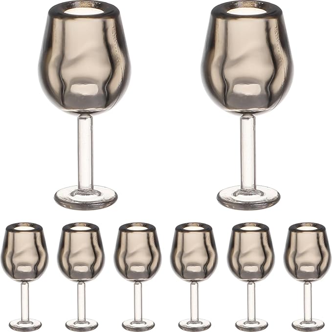 10pcs Miniature Dollhouse Wine Glasses Kids Dollhouse Kitchen Accessories Miniature Cocktail Glasses Decoration