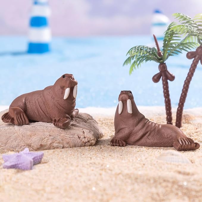 2 PCS Mini Resin Walrus, Fairy Garden Accessories, Miniature Figurines, Micro Landscape Ornaments
